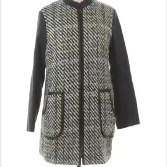 Cartonnier wool Color block tweed long coat NWT L - Picture 1 of 10
